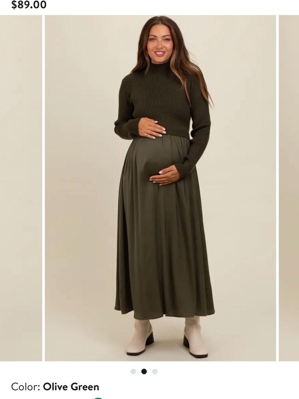 Maternity Olive Green Knit Dress